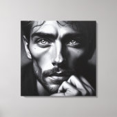 Portret in grafiet: De stille verteller Canvas Afdruk (Voorkant)