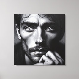 Portret in grafiet: De stille verteller Canvas Afdruk