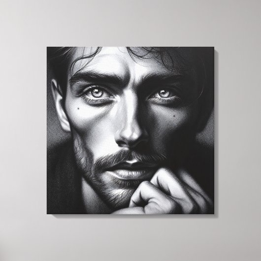Portret in grafiet: De stille verteller Canvas Afdruk (Voorkant)