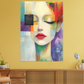 Portret in kleurenblok Surrealisme Canvas Afdruk (Insitu (Woonkamer))