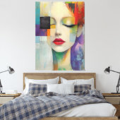 Portret in kleurenblok Surrealisme Canvas Afdruk (Insitu (Slaapkamer))
