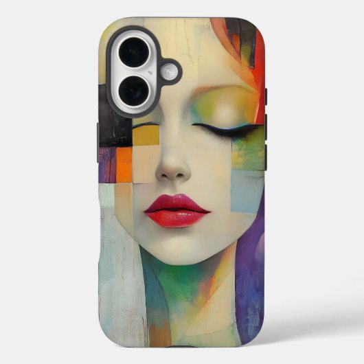 Portret in kleurenblok Surrealisme Case-Mate iPhone Case (Achterkant)