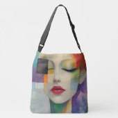 Portret in kleurenblok Surrealisme Crossbody Tas (Achterkant)