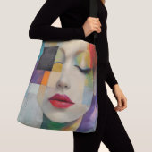 Portret in kleurenblok Surrealisme Crossbody Tas (Dichtbij)