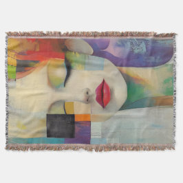 Portret in kleurenblok Surrealisme Deken