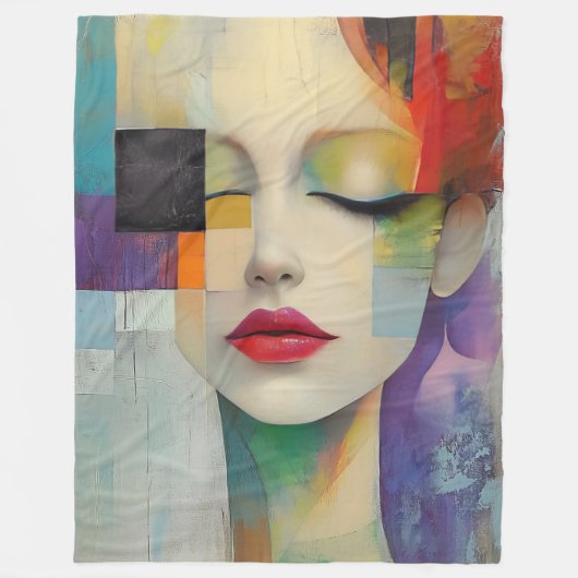 Portret in kleurenblok Surrealisme Fleece Deken (Voorkant)