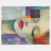 Portret in kleurenblok Surrealisme Fleece Deken (Voorkant (Horizontaal))