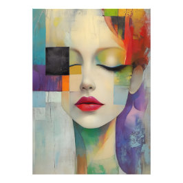 Portret in kleurenblok Surrealisme Foto Afdruk