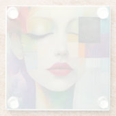 Portret in kleurenblok Surrealisme Glazen Onderzetter (Achterkant)