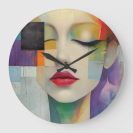 Portret in kleurenblok Surrealisme Grote Klok