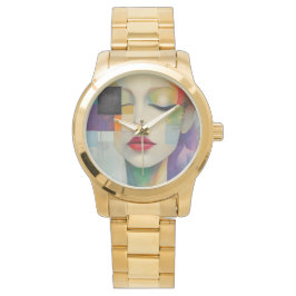 Portret in kleurenblok Surrealisme Horloge