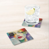 Portret in kleurenblok Surrealisme Kartonnen Onderzetters (Insitu)