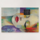 Portret in kleurenblok Surrealisme Legpuzzel (Horizontaal)