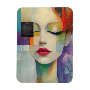 Portret in kleurenblok Surrealisme Magneet