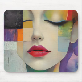 Portret in kleurenblok Surrealisme Muismat