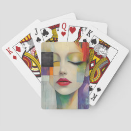 Portret in kleurenblok Surrealisme Pokerkaarten