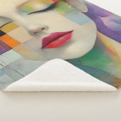 Portret in kleurenblok Surrealisme Sherpa Deken (3/4)