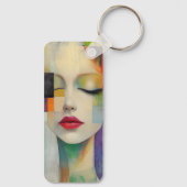 Portret in kleurenblok Surrealisme Sleutelhanger (Achterkant)