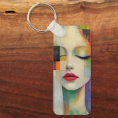 Portret in kleurenblok Surrealisme Sleutelhanger (Voorkant)