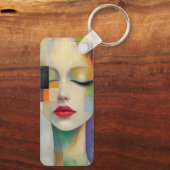 Portret in kleurenblok Surrealisme Sleutelhanger (Achterkant)