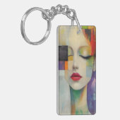 Portret in kleurenblok Surrealisme Sleutelhanger (Voorkant Links)