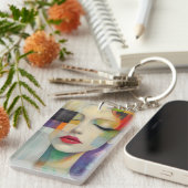 Portret in kleurenblok Surrealisme Sleutelhanger (Voorkant Rechts)