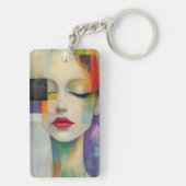 Portret in kleurenblok Surrealisme Sleutelhanger (achterkant)