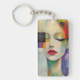 Portret in kleurenblok Surrealisme Sleutelhanger