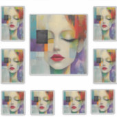 Portret in kleurenblok Surrealisme Sticker (Voorkant)