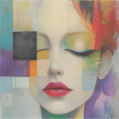 Portret in kleurenblok Surrealisme Sticker (Voorkant)