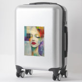 Portret in kleurenblok Surrealisme Sticker (Koffer)