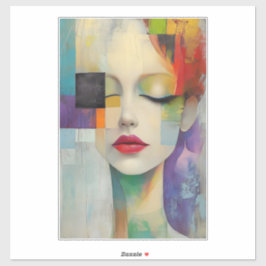 Portret in kleurenblok Surrealisme Sticker