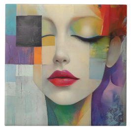 Portret in kleurenblok Surrealisme Tegeltje
