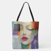 Portret in kleurenblok Surrealisme Tote Bag (Achterkant)