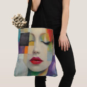 Portret in kleurenblok Surrealisme Tote Bag (Dichtbij)