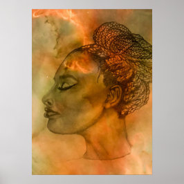 Portret in profiel afdrukken poster