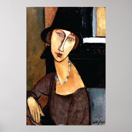 Portret Jeanne Hébuterne Au Chapeau Poster (Voorkant)