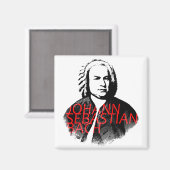 Portret Johann Sebastian Bach en rode letters Magneet (Voorkant / Achterkant)