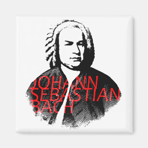 Portret Johann Sebastian Bach en rode letters Magneet