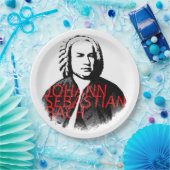 Portret Johann Sebastian Bach en rode letters Papieren Bordje (Feest)