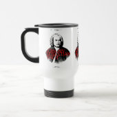 Portret Johann Sebastian Bach en rode letters Reisbeker (Links)