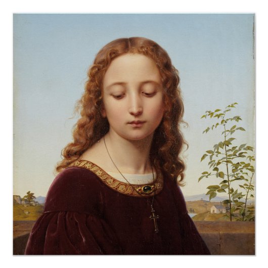 Portret jonge vrouw Ernst Deger schilderij kunst c Perfect Poster (Voorkant)