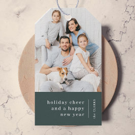 Portret kerstfamilie | Minimale bosbouw Cadeaulabel