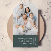 Portret kerstfamilie | Minimale bosbouw Cadeaulabel