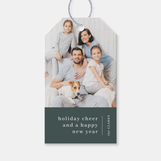 Portret kerstfamilie | Minimale bosbouw Cadeaulabel (Voorkant)