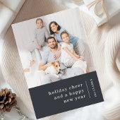 Portret kerstfamilie | Minimale steenkoolgrijs Feestdagenkaart