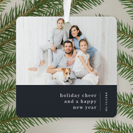 Portret kerstfamilie | Minimale steenkoolgrijs Metalen Ornament