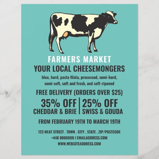 Portret Koe, Cheesemonger Adverteren Flyer (Voorkant)