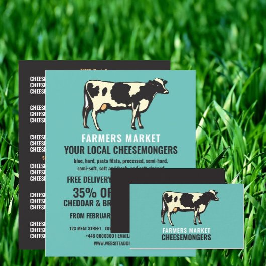 Portret Koe, Cheesemonger Adverteren Flyer