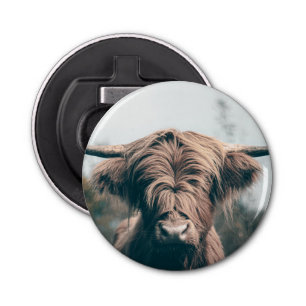 Portret koe Highland Button Flesopener